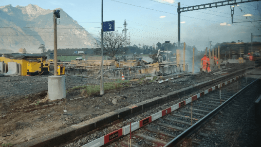 Visite CFF - Travaux de génie civil en milieu ferroviaire en gare de Roche - Voie interdite en permanence